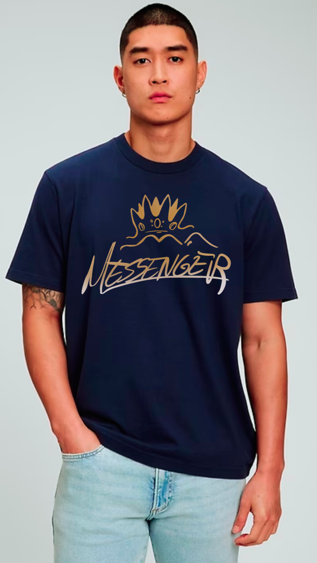 Navy Blue Messenger T-Shirt